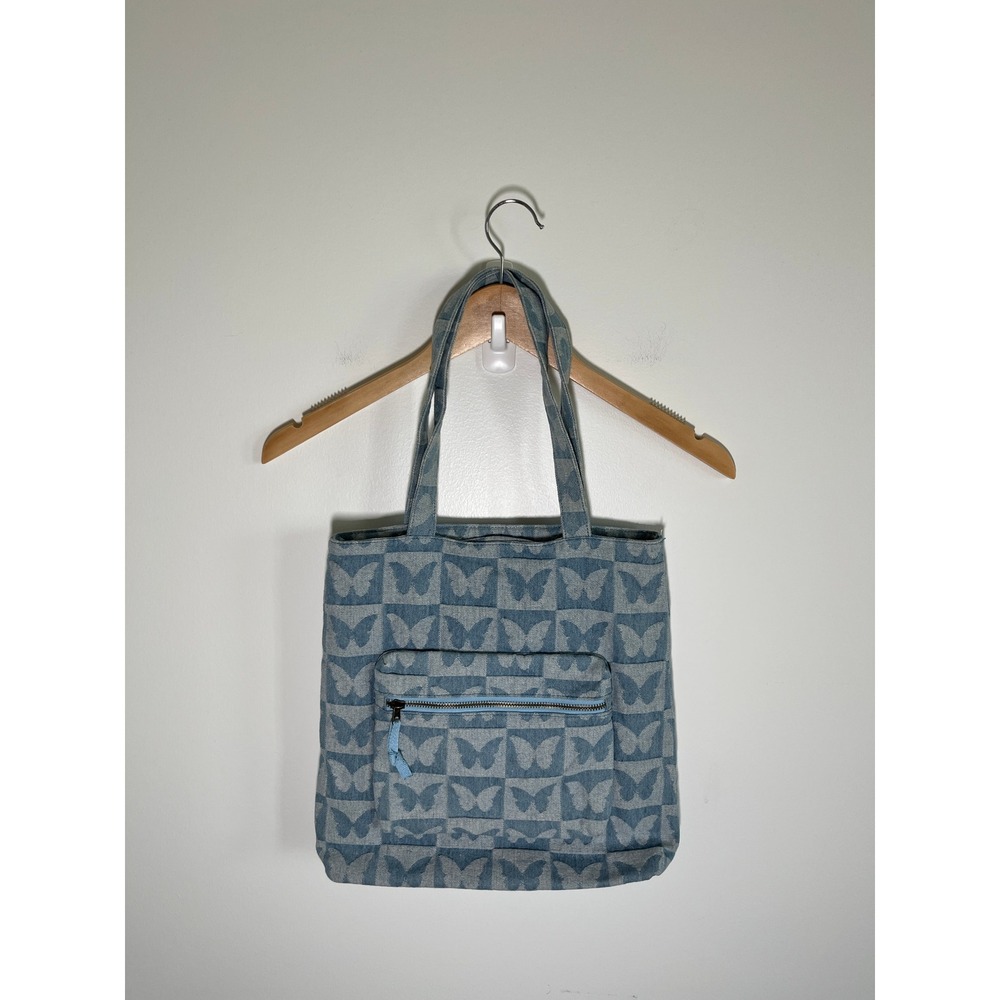Y2K Butterfly Tote Bag Blue Artsy Cottage Boho‎ Summer